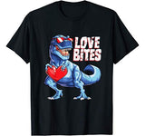 Valentines Day Dinosaur Love Bites T rex Gifts Boys Kids Men T-Shirt