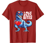 Valentines Day Dinosaur Love Bites T rex Gifts Boys Kids Men T-Shirt
