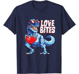 Valentines Day Dinosaur Love Bites T rex Gifts Boys Kids Men T-Shirt