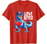 Valentines Day Dinosaur Love Bites T rex Gifts Boys Kids Men T-Shirt