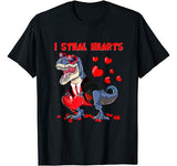 Valentines Day Dinosaur Tuxedo Costume I Steal Hearts T-rex T-Shirt