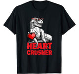 Valentines Day Dinosaur shirt Boys Kids Heart Crusher T rex