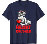 Valentines Day Dinosaur shirt Boys Kids Heart Crusher T rex