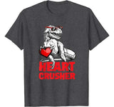 Valentines Day Dinosaur shirt Boys Kids Heart Crusher T rex