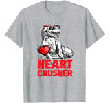 Valentines Day Dinosaur shirt Boys Kids Heart Crusher T rex