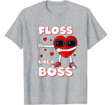 Valentines Day Floss Like A Boss Heart Boys Girls Kids T-Shirt