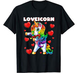 Valentine’s Day Flossing Unicorn Love Heart Gift for Girls T-Shirt
