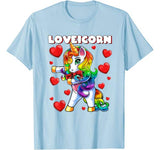 Valentine’s Day Flossing Unicorn Love Heart Gift for Girls T-Shirt