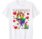 Valentine’s Day Flossing Unicorn Love Heart Gift for Girls T-Shirt