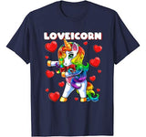 Valentine’s Day Flossing Unicorn Love Heart Gift for Girls T-Shirt