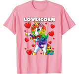 Valentine’s Day Flossing Unicorn Love Heart Gift for Girls T-Shirt
