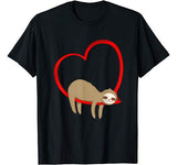 Valentine’s Day Sloth T-Shirt Gifts for Girls Women Sloths