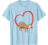 Valentine’s Day Sloth T-Shirt Gifts for Girls Women Sloths