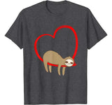 Valentine’s Day Sloth T-Shirt Gifts for Girls Women Sloths
