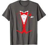 Valentine’s Day Tuxedo Red Bow Tie T-Shirt Costume for Guys