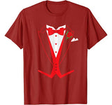 Valentine’s Day Tuxedo Red Bow Tie T-Shirt Costume for Guys