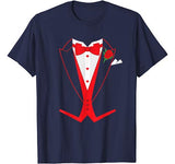 Valentine’s Day Tuxedo Red Bow Tie T-Shirt Costume for Guys