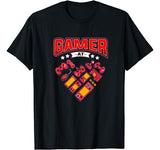 Video Gamer at Heart Gift Mens Boys Valentines Day T-Shirt
