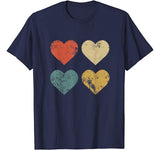 Vintage Hearts Cool Retro Valentines Day Gift for Women Men T-Shirt