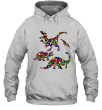 Womens Colourful Dinosaur International dot day V Neck T Shirt Hoodie