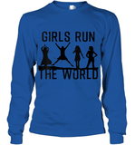 Womens Girls Run The World  International Women's Day Silhouette V Neck T Shirt Youth Long Sleeve