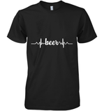 Womens Beer Heartbeat ECG Beer Drinker Gift V Neck T Shirt Premium Men's T-Shirt