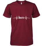 Womens Beer Heartbeat ECG Beer Drinker Gift V Neck T Shirt Premium Men's T-Shirt
