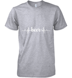 Womens Beer Heartbeat ECG Beer Drinker Gift V Neck T Shirt Premium Men's T-Shirt