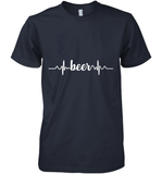 Womens Beer Heartbeat ECG Beer Drinker Gift V Neck T Shirt Premium Men's T-Shirt