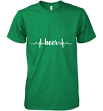 Womens Beer Heartbeat ECG Beer Drinker Gift V Neck T Shirt Premium Men's T-Shirt