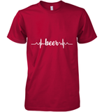 Womens Beer Heartbeat ECG Beer Drinker Gift V Neck T Shirt Premium Men's T-Shirt