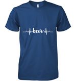 Womens Beer Heartbeat ECG Beer Drinker Gift V Neck T Shirt Premium Men's T-Shirt