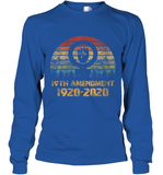 Womens 19th Amendment 1920 2020 Women's Right To Vote Retro Sunset V Neck T Shirt Long Sleeve T-Shirt