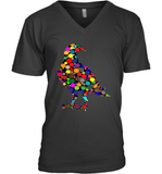 Womens Colourful Dove Bird International Dot day V Neck T Shirt V-Neck T-Shirt