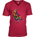 Womens Colourful Dove Bird International Dot day V Neck T Shirt V-Neck T-Shirt
