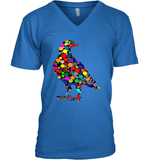 Womens Colourful Dove Bird International Dot day V Neck T Shirt V-Neck T-Shirt