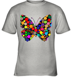Womens Colourful Butterfly International dot day V Neck T Shirt Youth T-Shirt