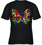 Womens Colourful Butterfly International dot day V Neck T Shirt Youth T-Shirt