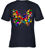 Womens Colourful Butterfly International dot day V Neck T Shirt Youth T-Shirt