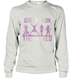 Womens Girls Run The World  International Women's Day Feminist V Neck T Shirt Long Sleeve T-Shirt