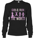 Womens Girls Run The World  International Women's Day Feminist V Neck T Shirt Long Sleeve T-Shirt