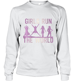 Womens Girls Run The World  International Women's Day Feminist V Neck T Shirt Long Sleeve T-Shirt
