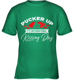 Womens Funny, International Kissing Day, Pucker UP it's V Neck T Shirt Youth T-Shirt