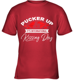 Womens Funny, International Kissing Day, Pucker UP it's V Neck T Shirt Youth T-Shirt