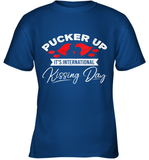 Womens Funny, International Kissing Day, Pucker UP it's V Neck T Shirt Youth T-Shirt