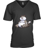 Womens Fat Cat Funny Chubby Cat  International Cat Day V Neck T Shirt V-Neck T-Shirt