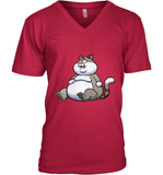 Womens Fat Cat Funny Chubby Cat  International Cat Day V Neck T Shirt V-Neck T-Shirt