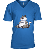 Womens Fat Cat Funny Chubby Cat  International Cat Day V Neck T Shirt V-Neck T-Shirt