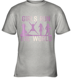 Womens Girls Run The World  International Women's Day Feminist V Neck T Shirt Youth T-Shirt