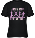 Womens Girls Run The World  International Women's Day Feminist V Neck T Shirt Youth T-Shirt